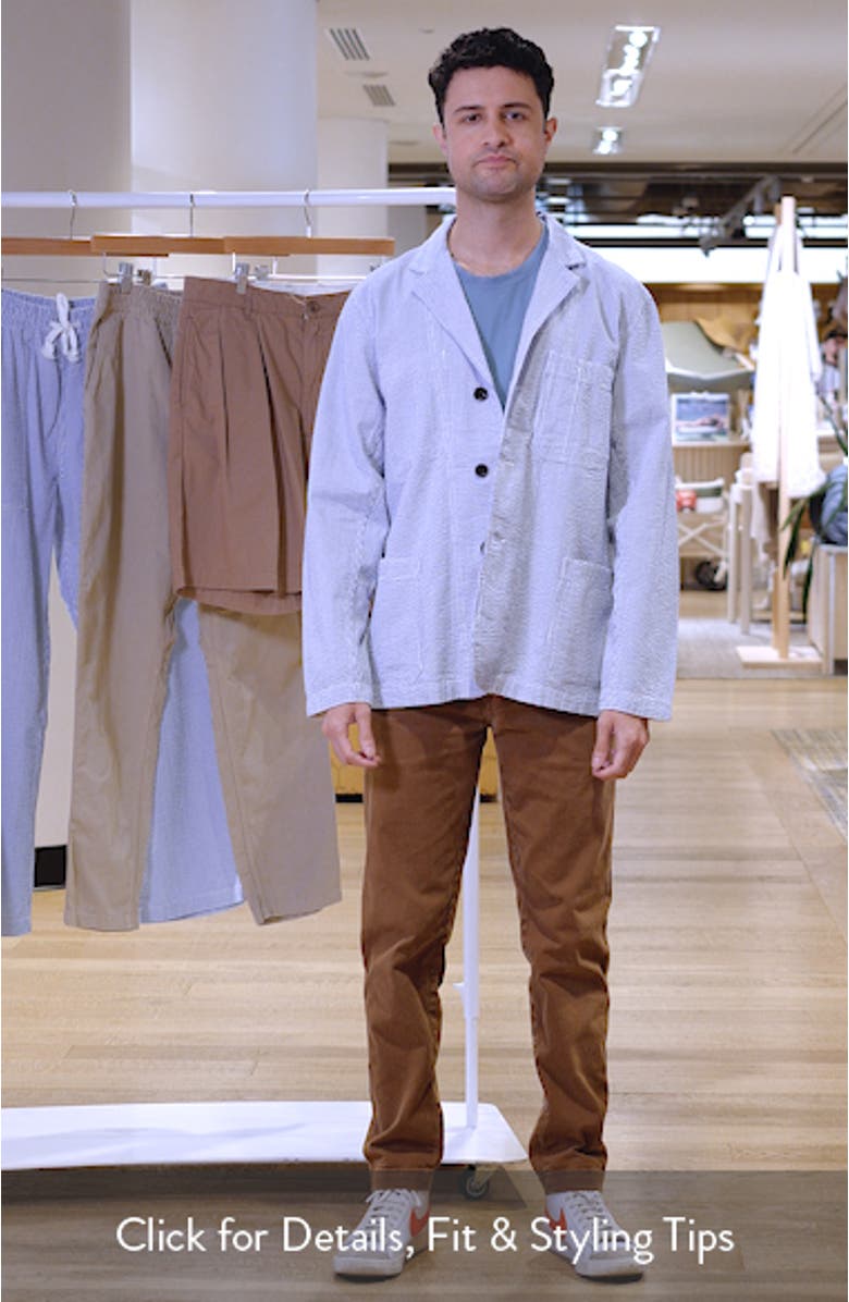 Organic Cotton Seersucker Server Suit Jacket, sales video thumbnail