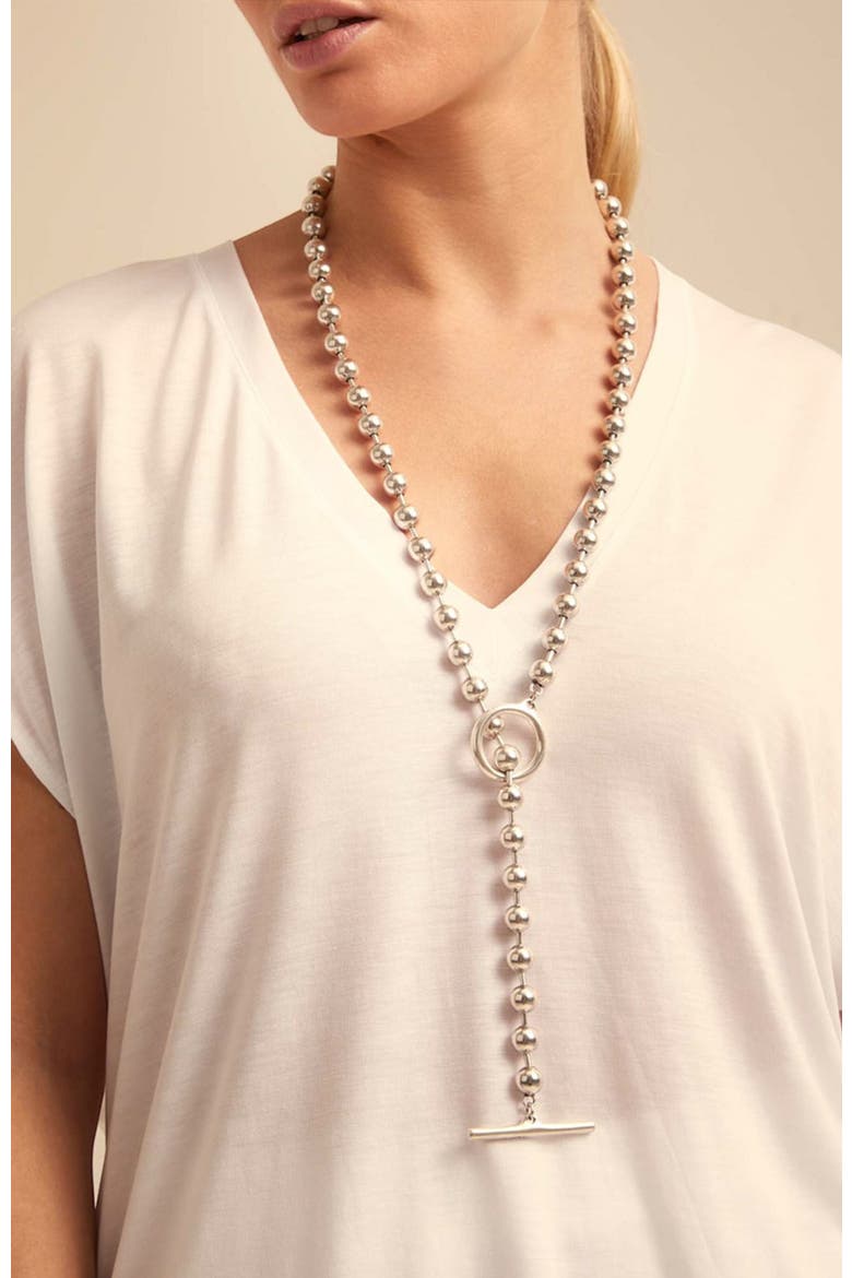 Long Link Bead Necklace, Alternate, color, Silver
