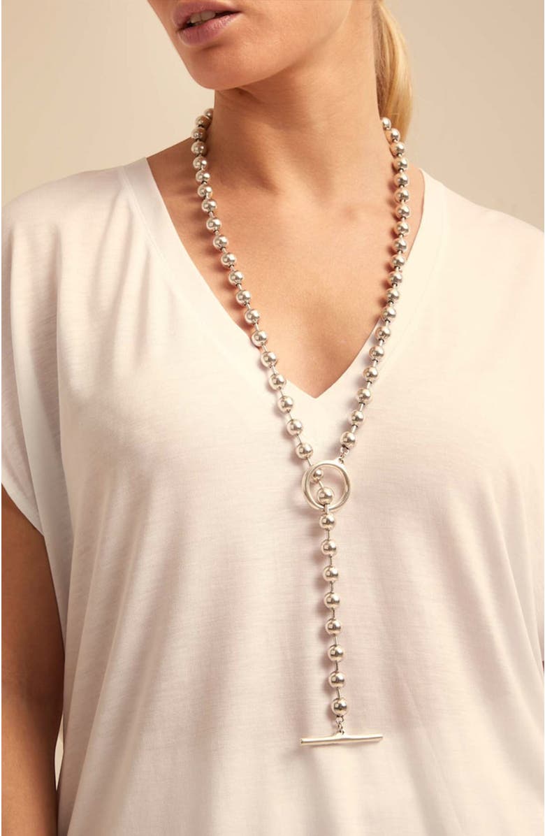 UNODE50 Long Link Bead Necklace, Alternate, color, Silver