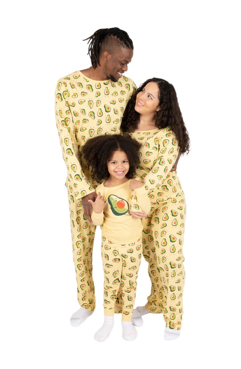 Leveret Kids Two-Piece Cotton Printed Matching Family Pajamas, Playful Graphics, Alternate, color, Avocado