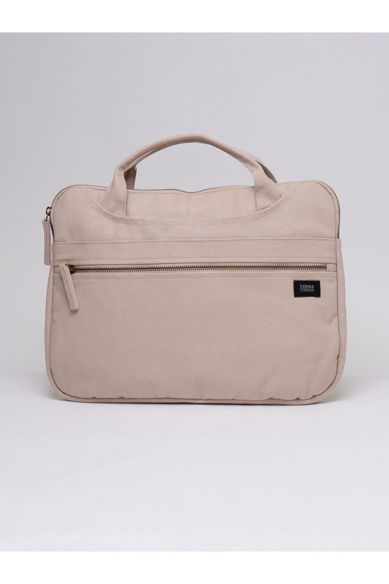 Organic Cotton Laptop Sleeve With Handles, Main, color, Sand Dune