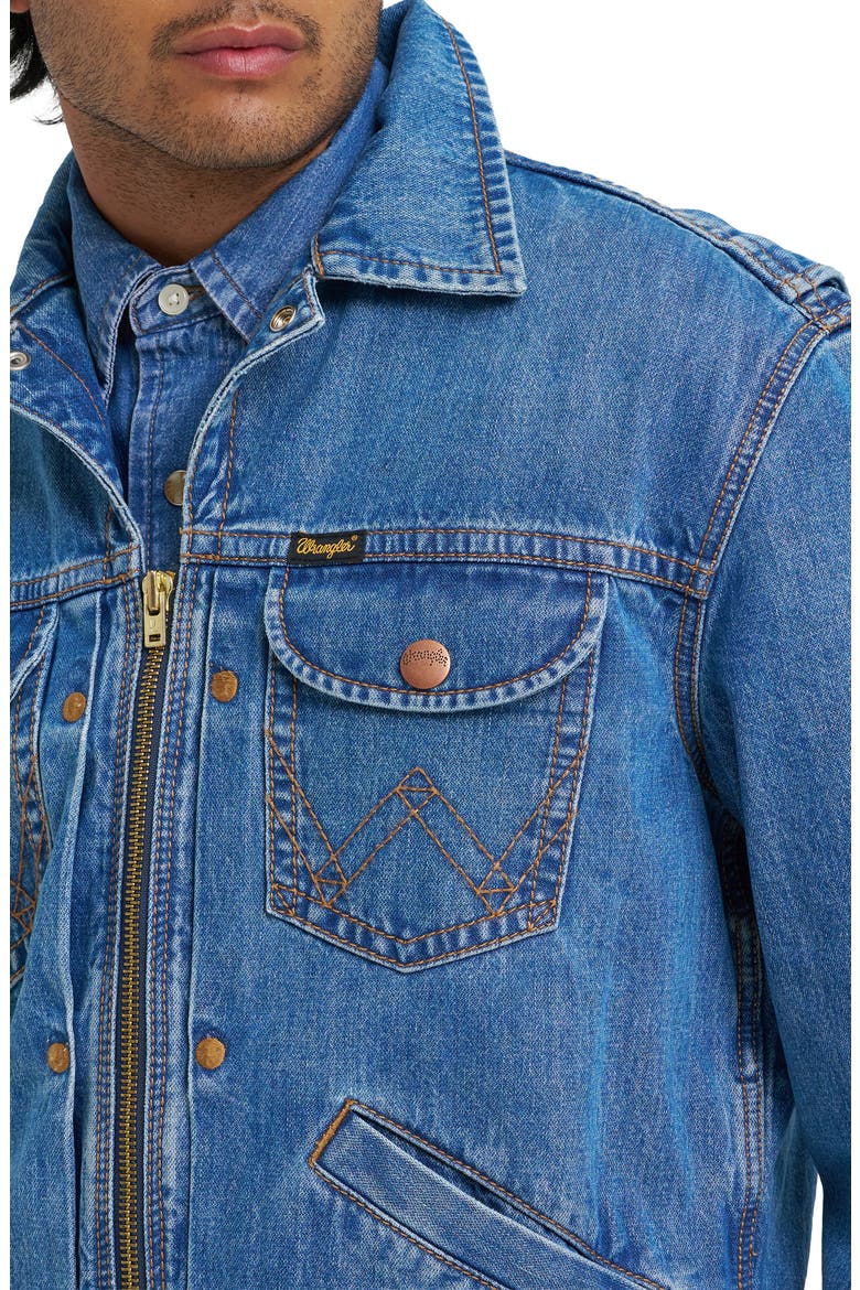 Zip Front Denim Jacket, Alternate, color, COWBOY FADE