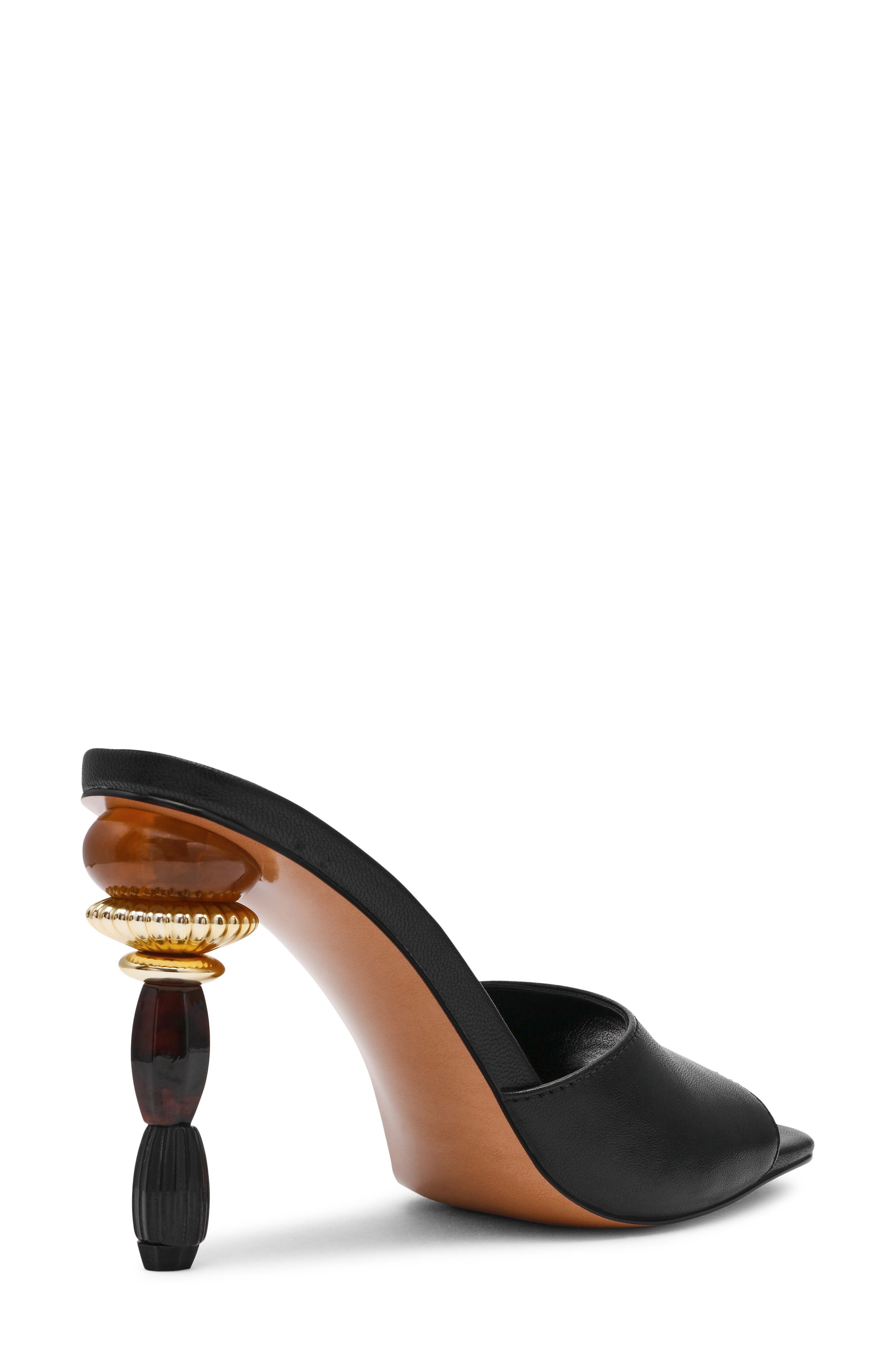 Sia Statement Heel Slide Sandal, Alternate, color, BLACK LEATHER