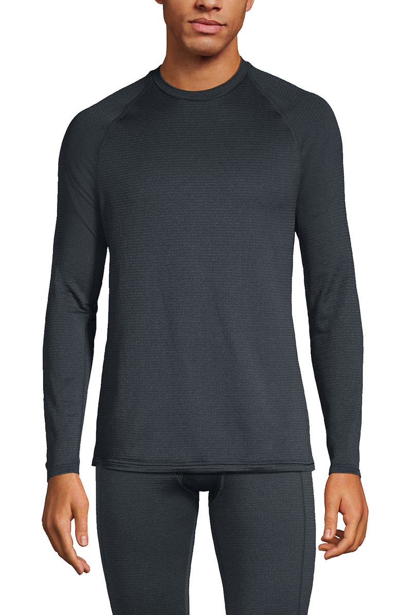 Lands
 End Long Sleeve Crew Neck Expedition Thermaskin Long Underwear Top, Main, color, Steel Gray