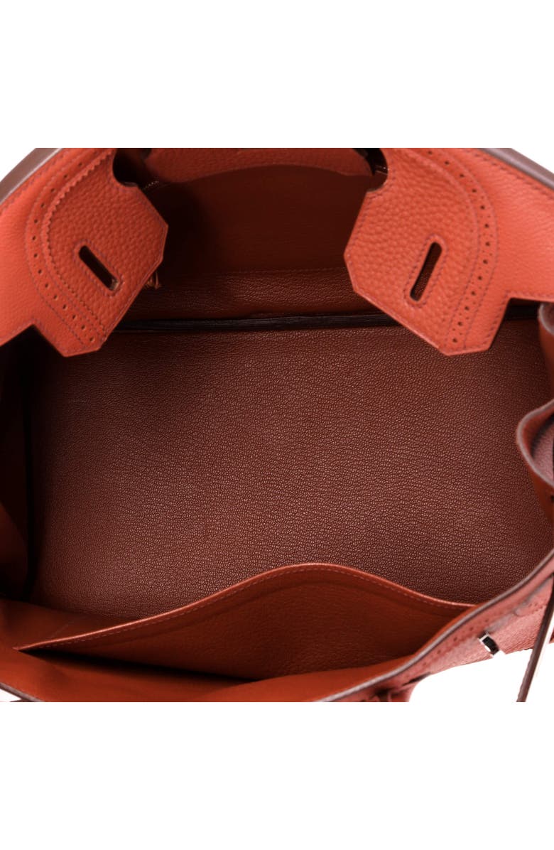 Pre-Owned Hermes Birkin Ghillies Bag Orange Clemence and Evercolor with Palladium Hardware 30, Alternate, color, Brique