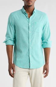 Original Penguin Linen Blend Woven Solid Button-Down Shirt