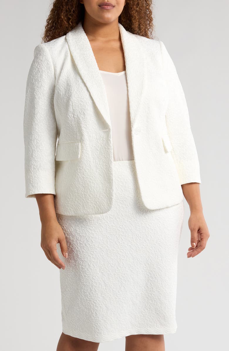 KASPER Shawl Collar Lace Three Quarter Sleeve Blazer, Main, color, 