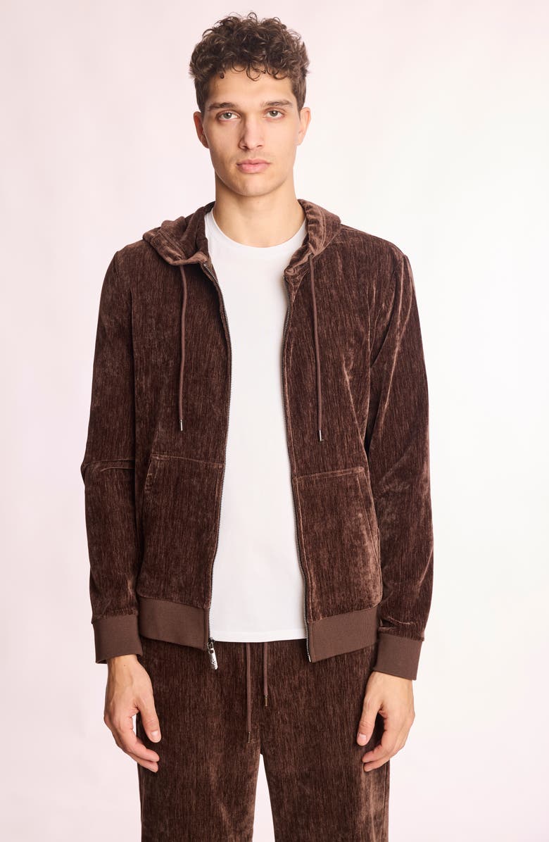 PAISLEY & GRAY Full Zip Velvet Hoodie, Alternate, color, Chocolate Brown Velvet