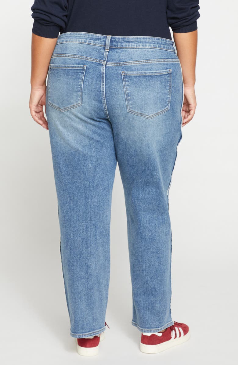 Universal Standard Elliot High Waist Tuxedo Stripe Straight Leg Jeans, Alternate, color, Montana Blue