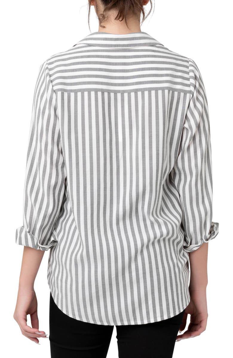 Ripe Maternity Lou Stripe Shirt, Alternate, color, Black/White