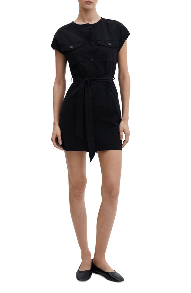 MANGO Cap Sleeve Belted Minidress, Main, color, 