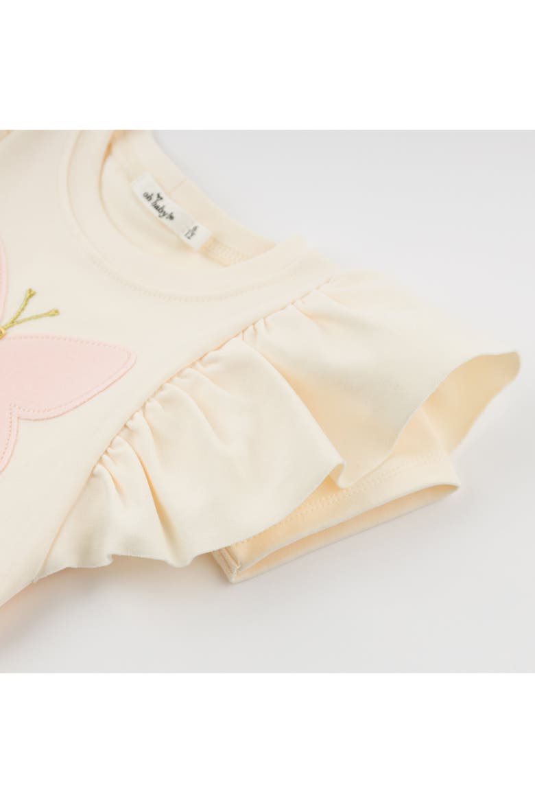 Butterfly Pink Terry with Gold Butterfly Tee, Alternate, color, Cream