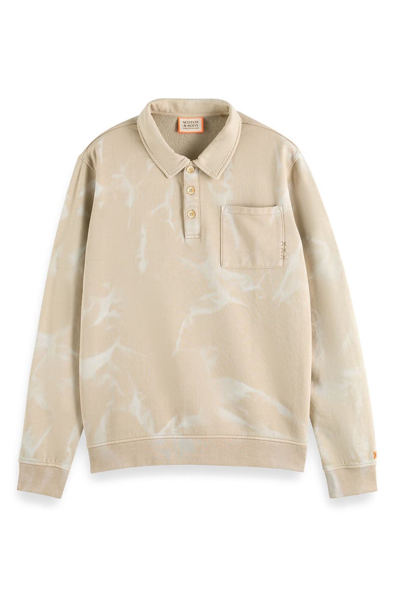 Scotch & Soda Washed Polo Collar Sweatshirt, Alternate, color, Medium Beige