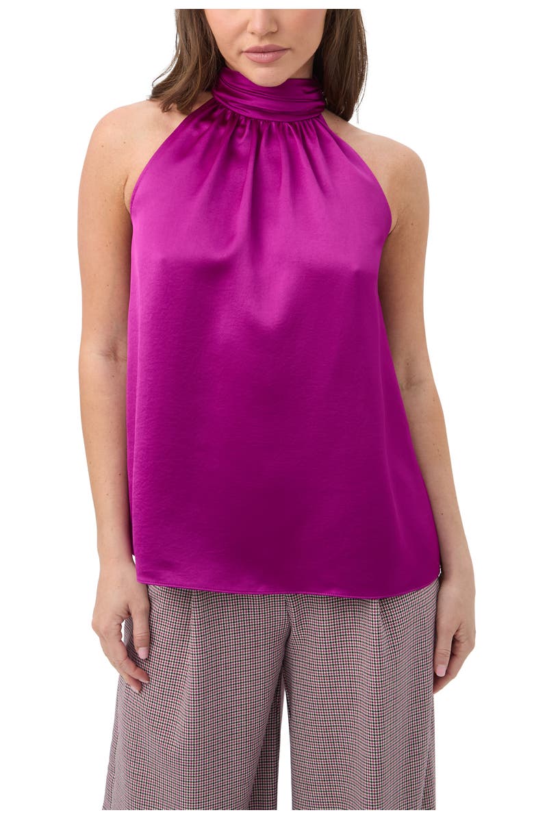Trina Turk Zana Satin Halter Top, Main, color, Geranium