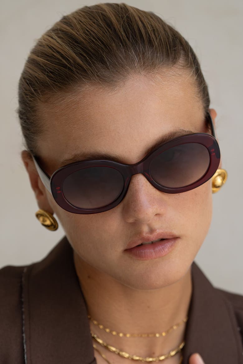 Aria Oval Sunglasses, Alternate, color, Dark Cherry