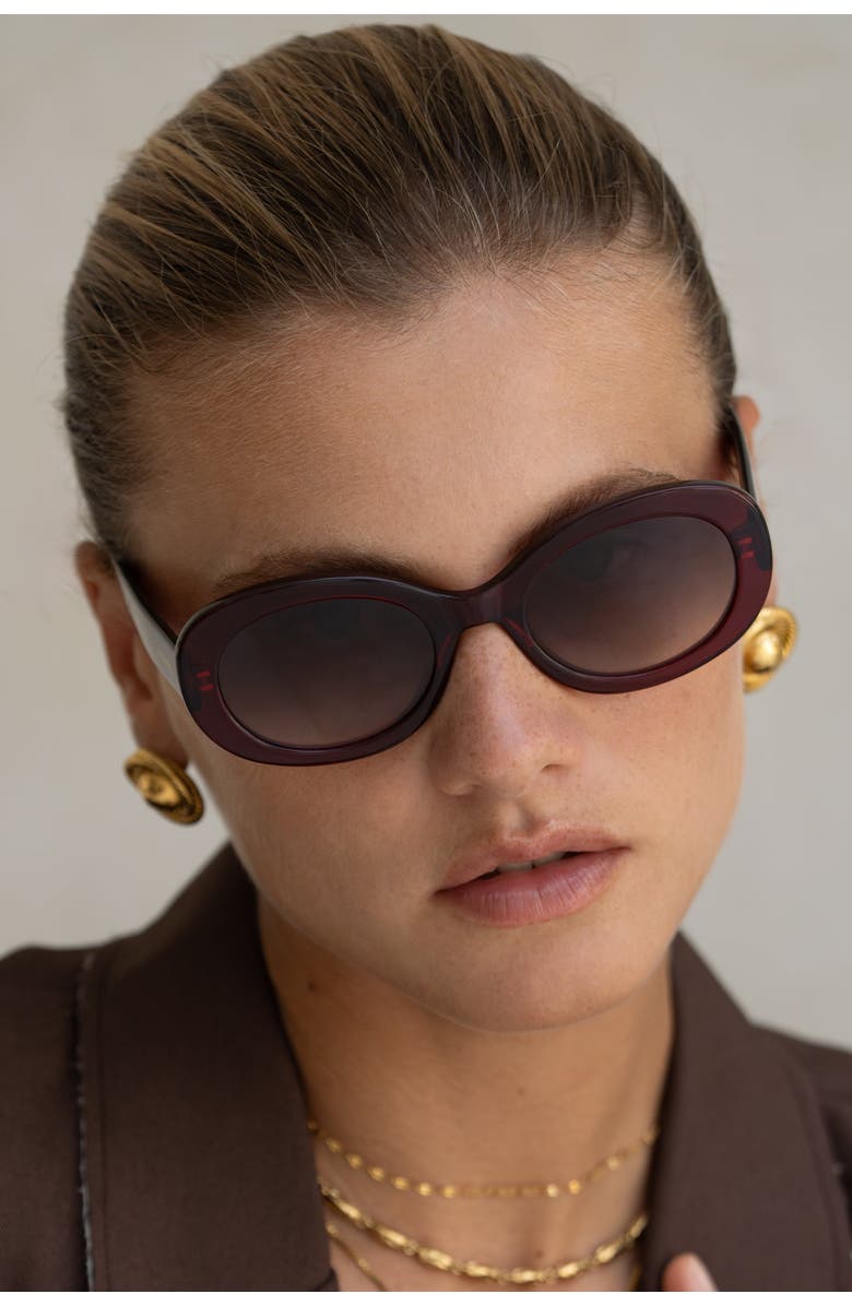 FREYRS Eyewear Aria Oval Sunglasses, Alternate, color, Dark Cherry