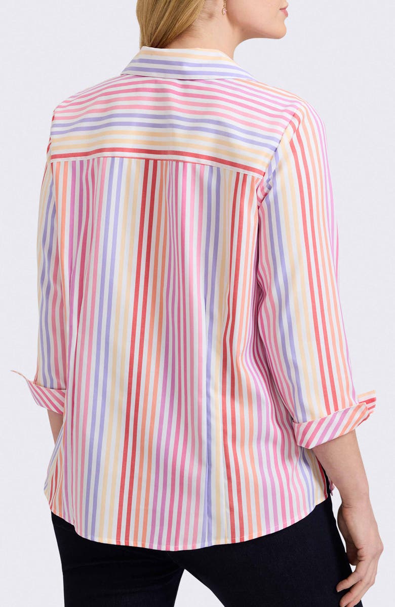 Foxcroft Taylor Stripe Cotton Button-Up Shirt, Alternate, color, 