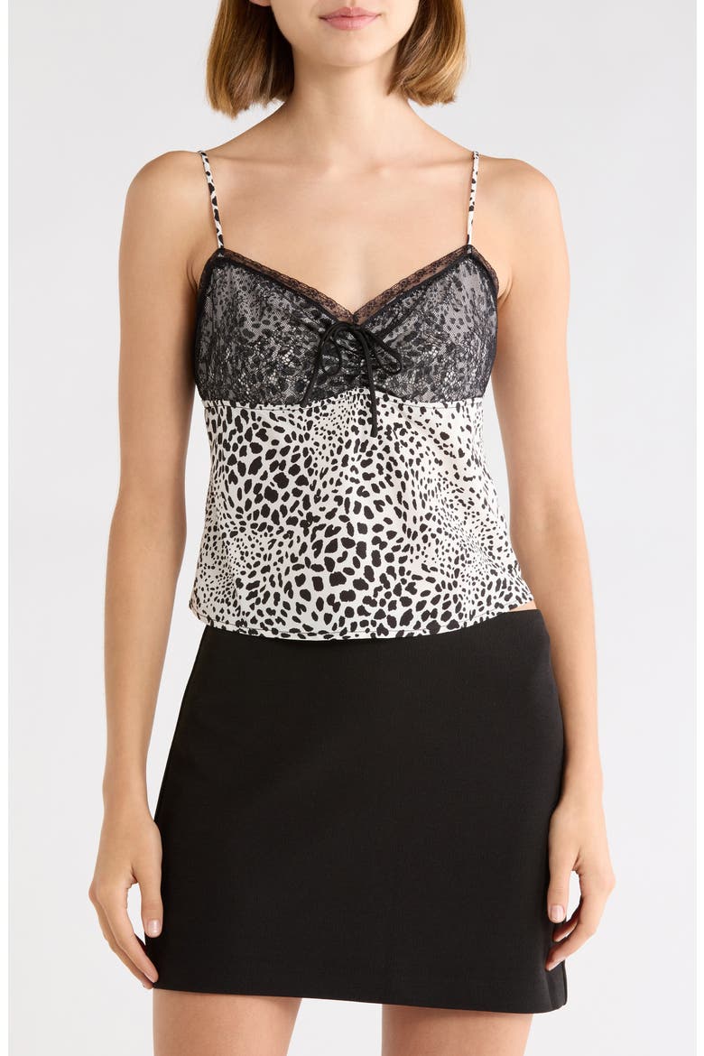 Celia Mixed Media Camisole, Main, color, IVORY DALMATION