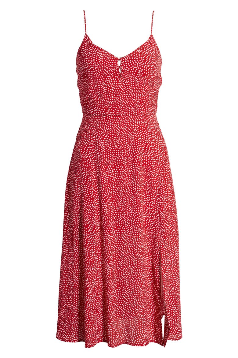 Slit Midi Sundress, Alternate, color, RED/ WHITE