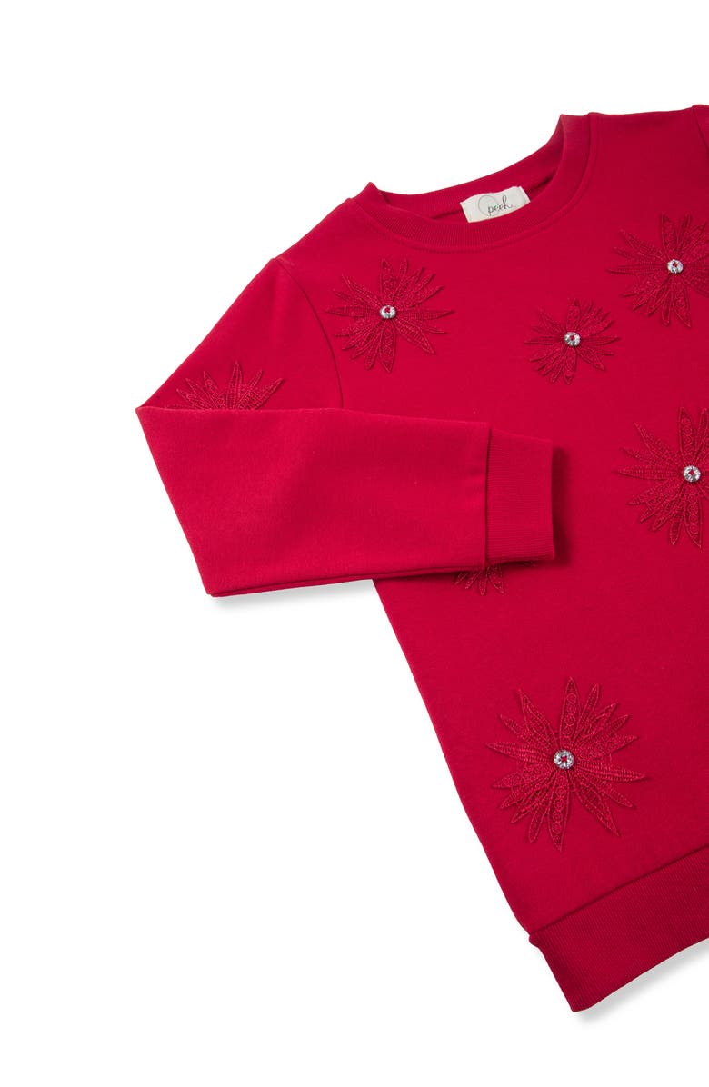 Peek Aren't You Curious Kids' Lace Appliqué Oversize Sweatshirt & Leggings Set, Alternate, color, Red