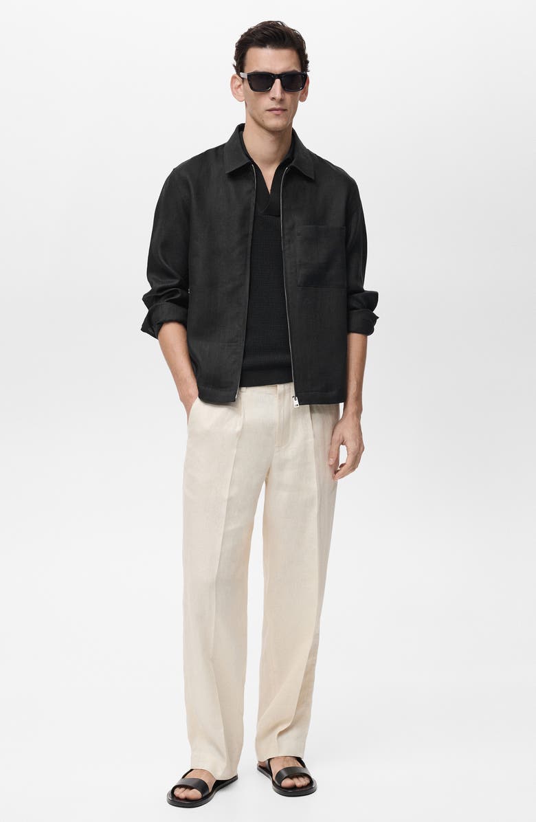 MANGO Linen Jacket with Zip Closure, Alternate, color, 