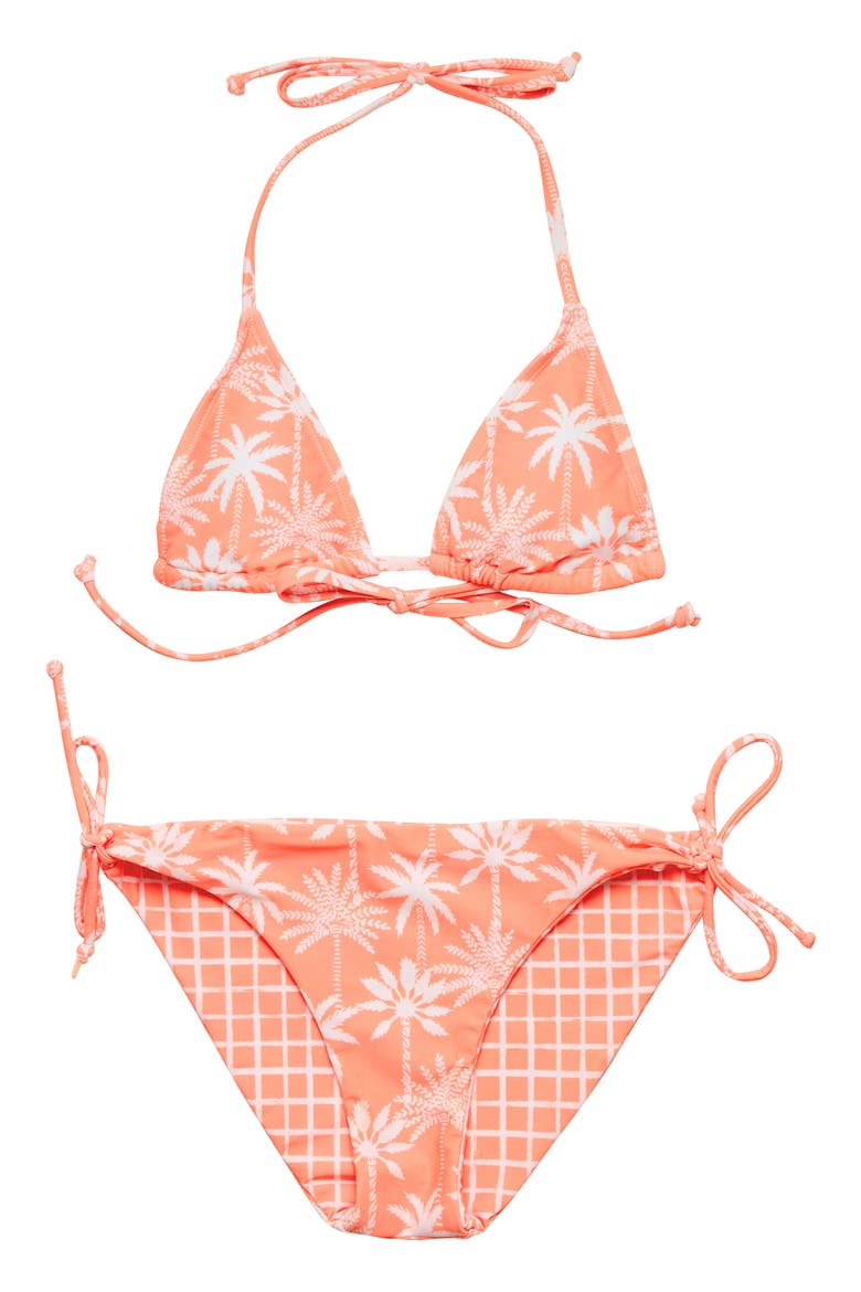 Kids' Cali Palm Triangle Two-Piece Swimsuit, Main, color, ORANGE