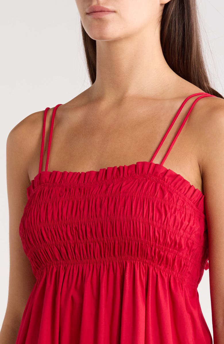 SUGARLIPS Gennie Smocked Tiered Cotton Midi Dress, Alternate, color, Red