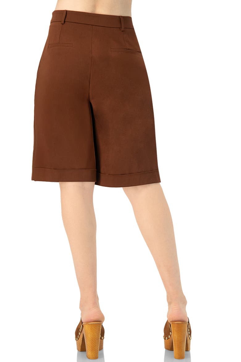 Tailored Bermuda Shorts with Pockets, Alternate, color, Brown