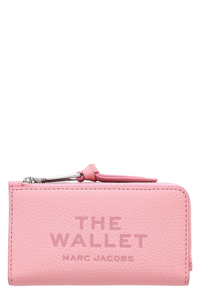 The Medium Flat Leather Wallet, Main, color, RIBBON PINK