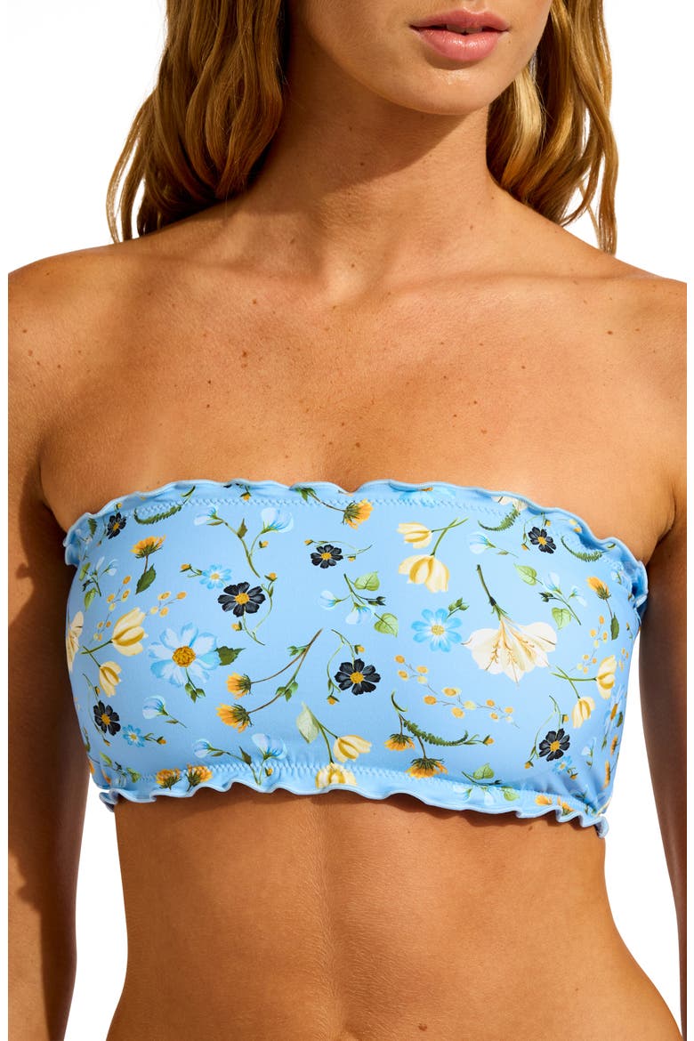Lettuce Edge Bandeau Bikini Top, Alternate, color, POWDER BLUE