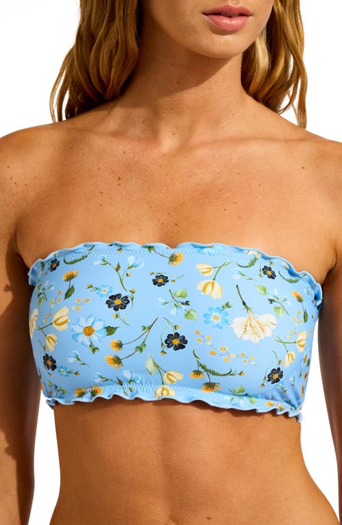 Seafolly Lettuce Edge Bandeau Bikini Top In Blue