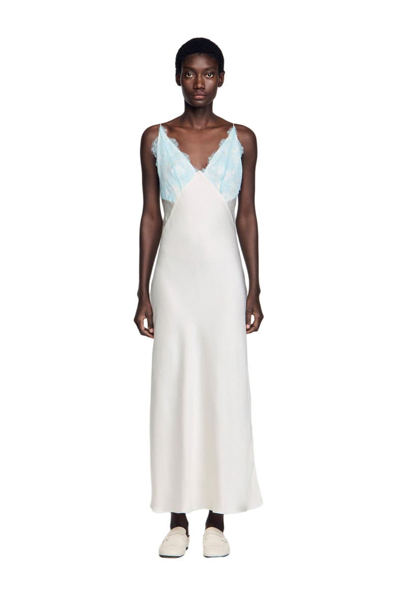 Lingerie-style maxi dress, Main, color, Ecru