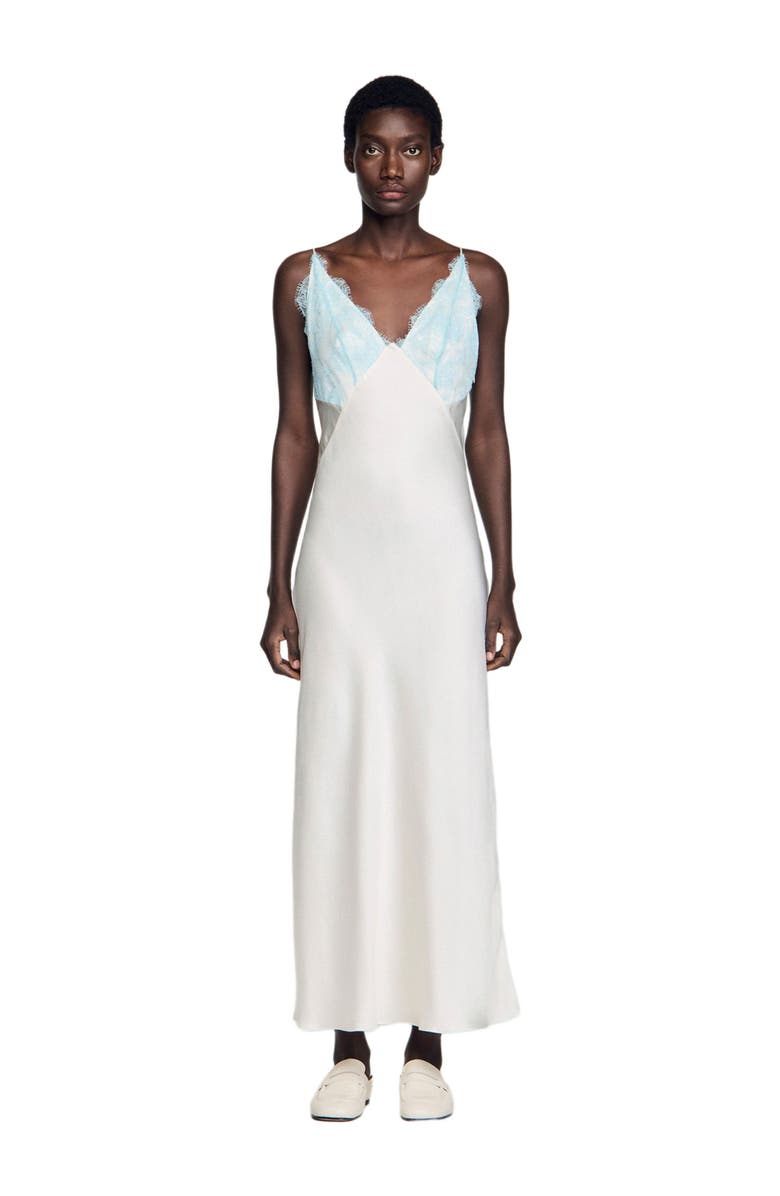 SANDRO Lingerie-style maxi dress, Main, color, Ecru