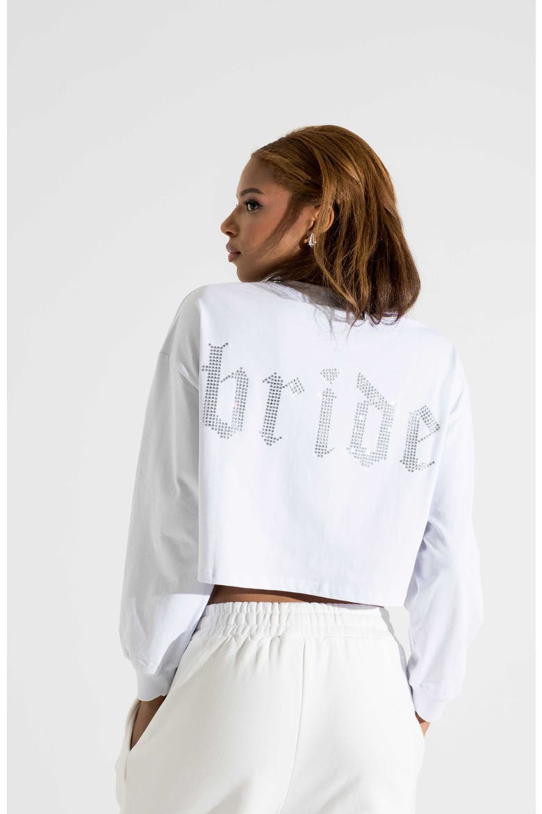 Bride Rhinestone L/S Crew, Alternate, color, White