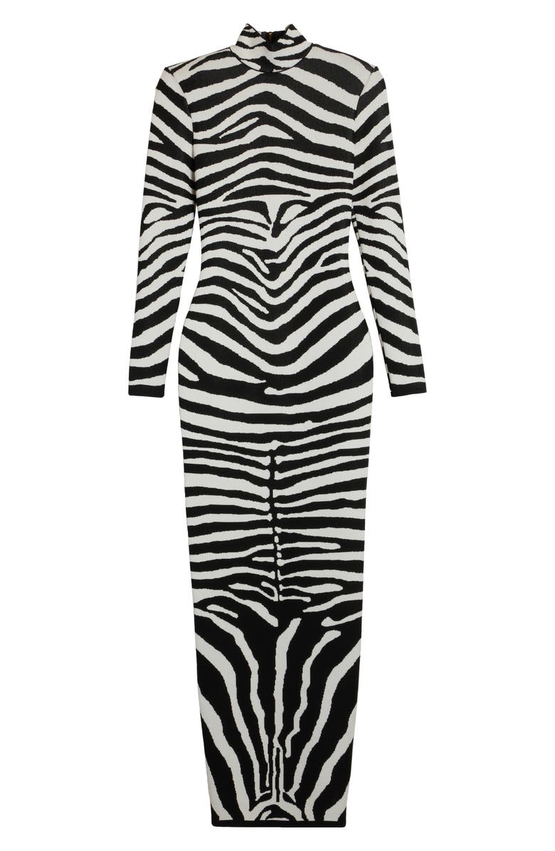 Balmain Zebra Jacquard Sweater Dress, Alternate, color,
