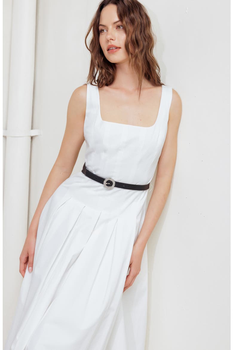 Sleeveless Cotton Midi Sundress, Alternate, color, WHITE