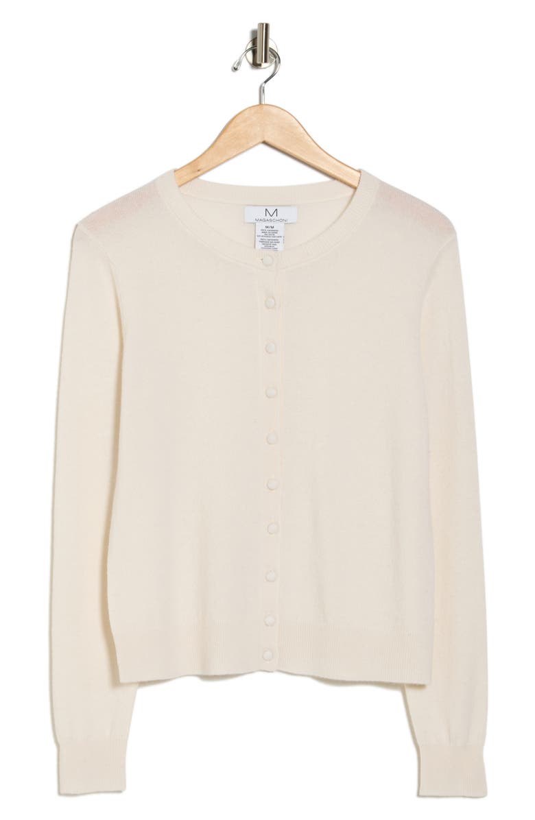 Magaschoni Cashmere Button Front Cardigan, Alternate, color, Frost White