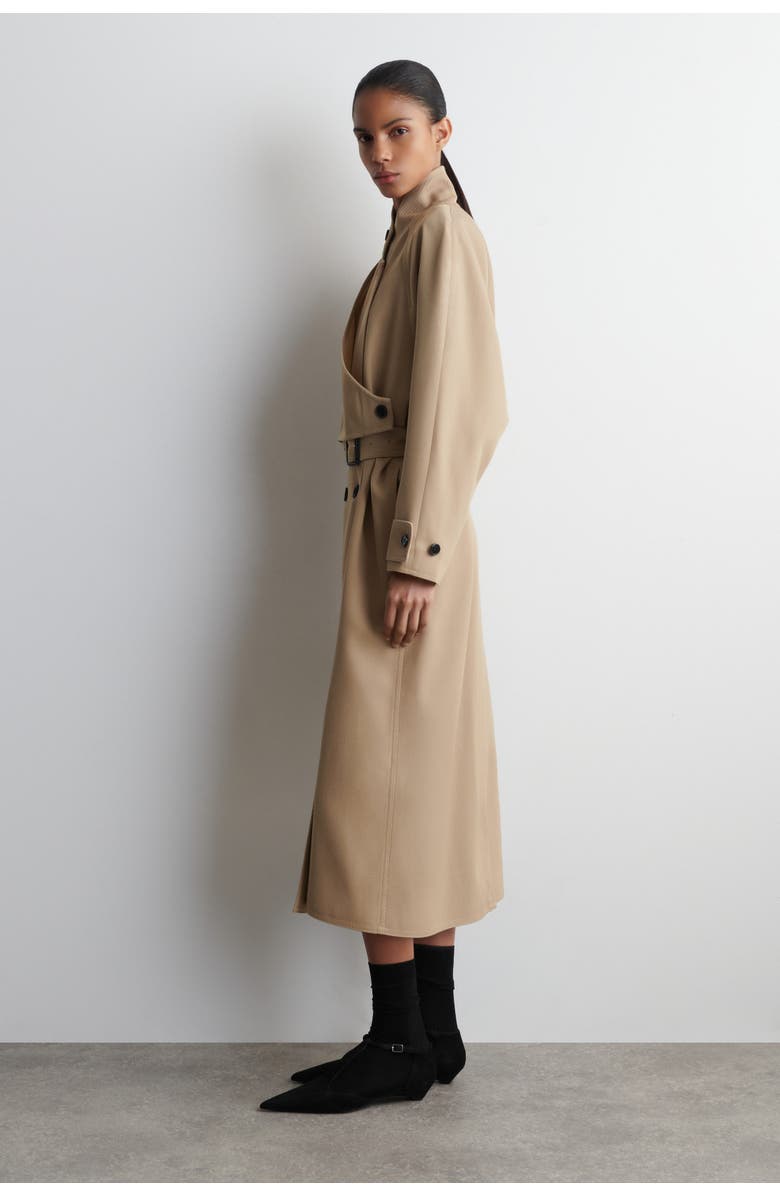 COS Wrap-Over Wool-Twill Trench Coat, Alternate, color, Beige