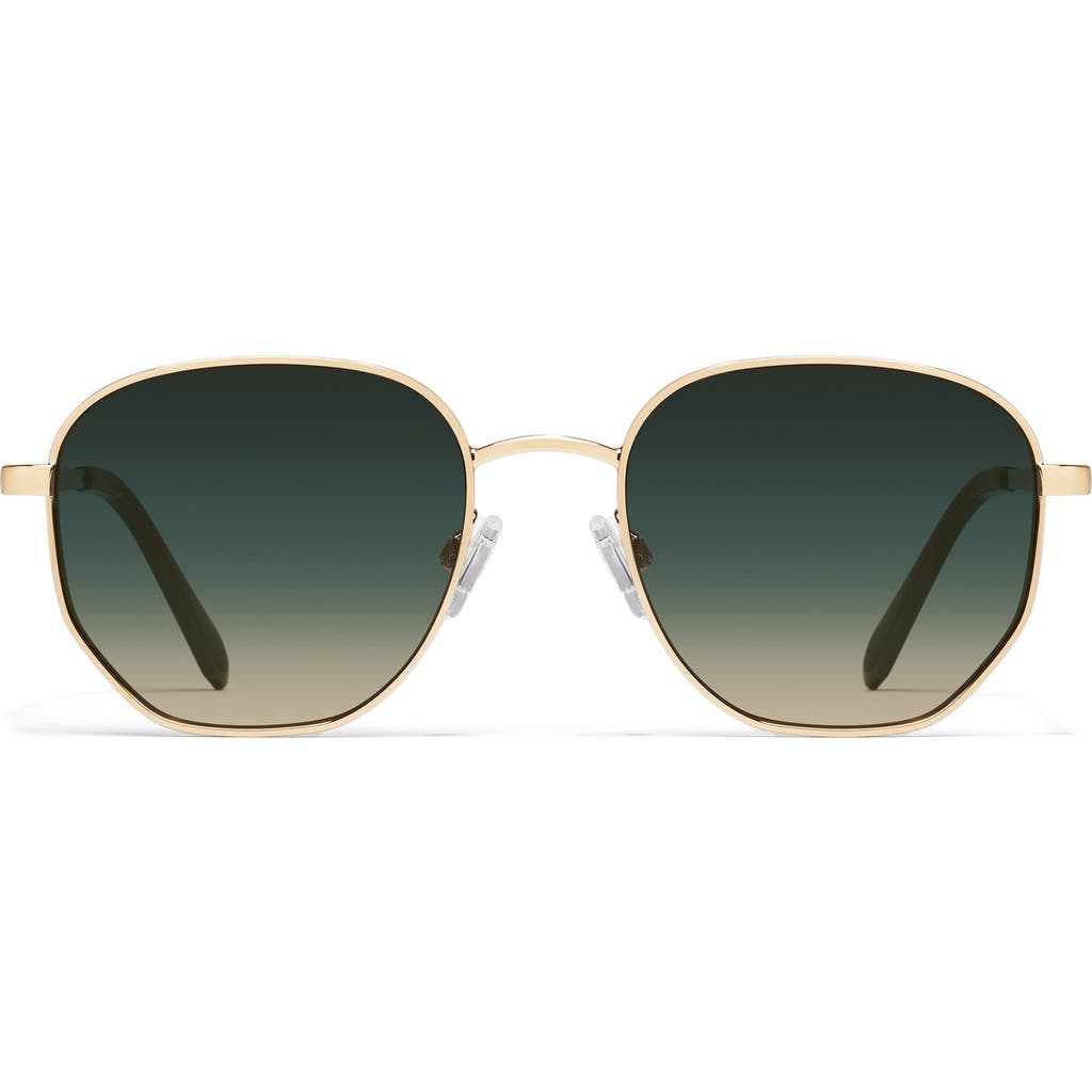 Quay Big Time 54mm Gradient Round Sunglasses In Gold/palm Taupe