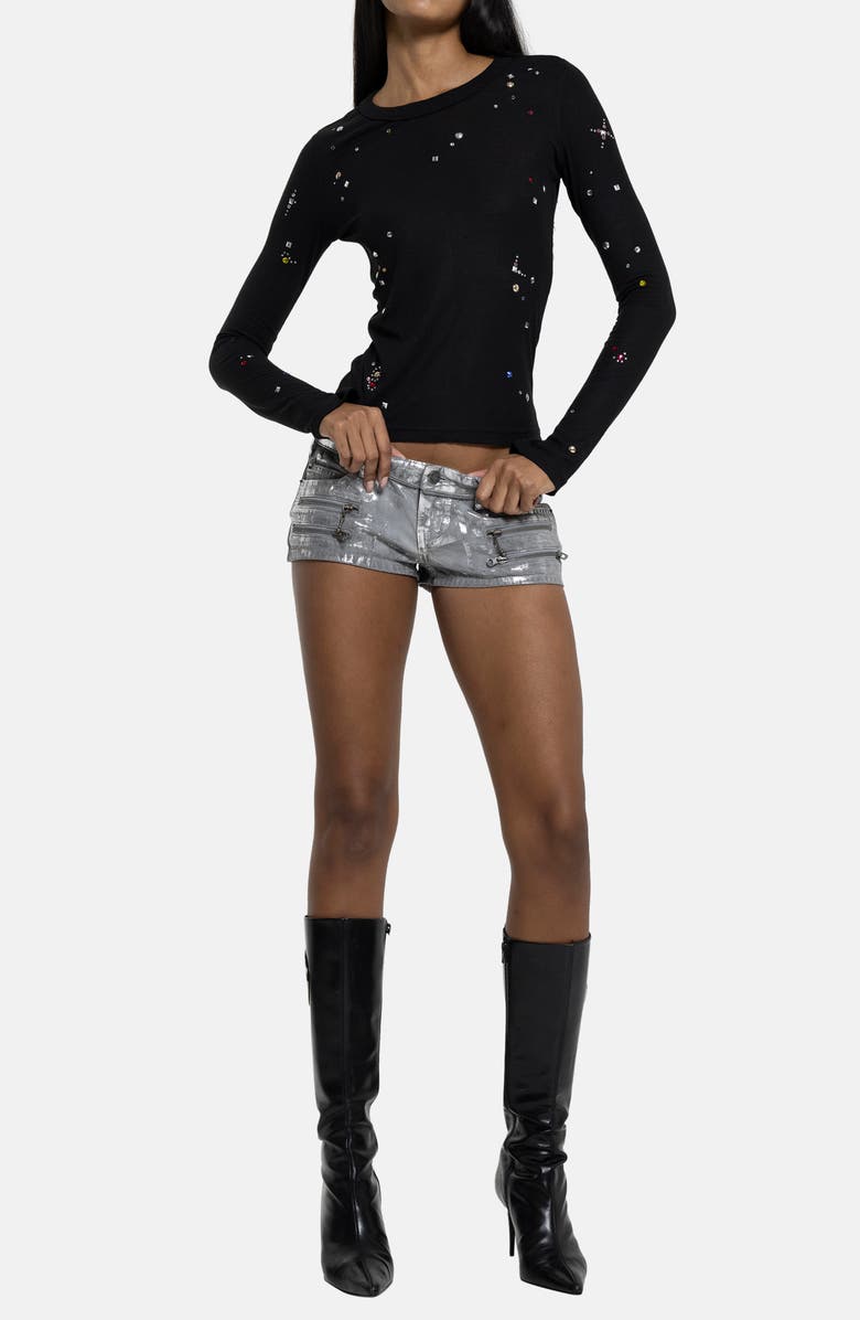 JADED LONDON Studded Long Sleeve Knit T-Shirt, Alternate, color, Black