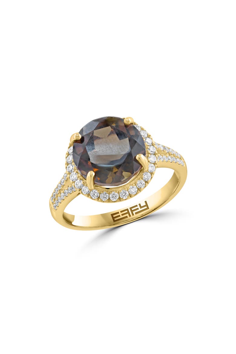 Smoky Quartz & Diamond Ring, Main, color, BROWN
