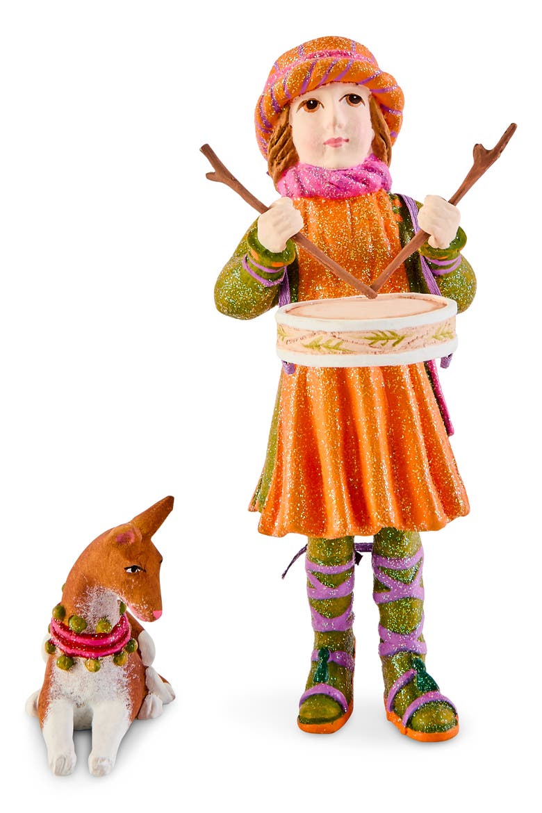 Patience Brewster Nativity Little Drummer Boy Ornament, Main, color, ORANGE