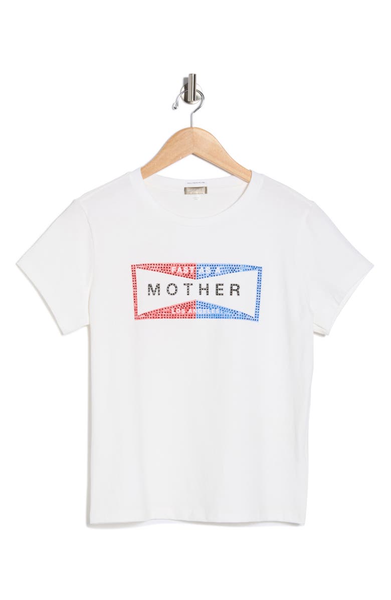 MOTHER The Goodie Goodie Embellished Cotton Graphic T-Shirt, Alternate, color, Fluff Fast As Mother