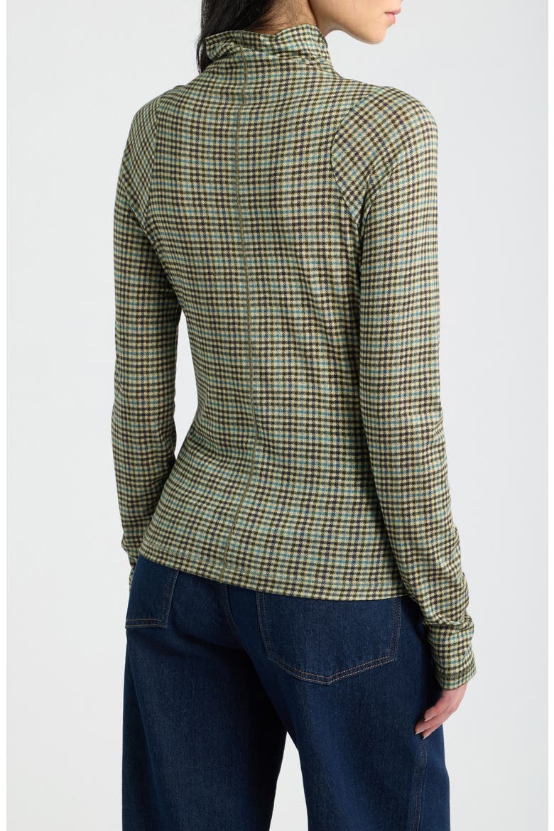 Shaw Paneled Plaid Turtleneck T-Shirt, Alternate, color, GREEN MULTI
