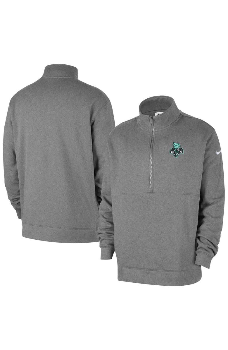Nike Men's Nike Heather Gray New York Liberty React Club Half-Zip Pullover, Alternate, color, Heather Gray