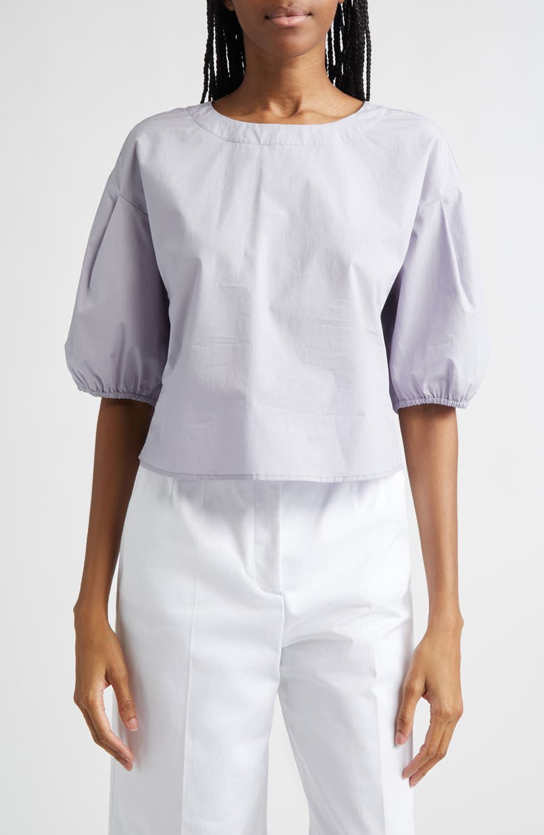 Giorgio Armani Popeline Boxy Cotton Top, Main, color, Lilac
