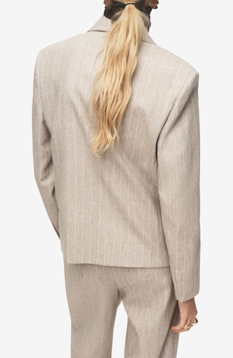 MANGO Pinstripe Wool Blend Blazer, Alternate, color, Grey