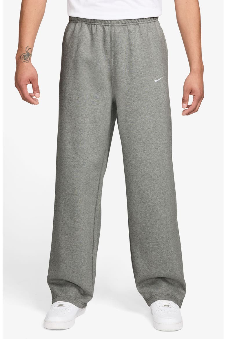 Solo Swoosh Open Hem Fleece Sweatpants, Main, color, DARK GREY HEATHER/LIGHT SMOKE