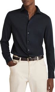 Reiss Duke Air-Water Slim Fit Knit Button-Up Shirt