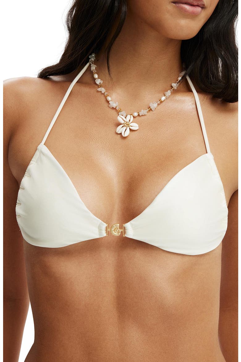 Women's Side Gather Bralette Bikini Top, Alternate, color, Coconut Milk Gloss